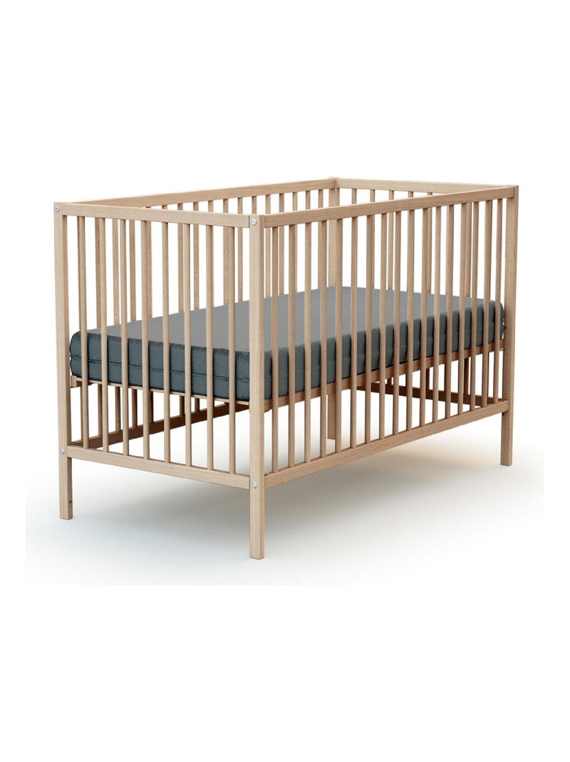 WEBABY - Chambre bébé lit 60x120 et table à langer en bois MILO Marron noisette - Kiabi