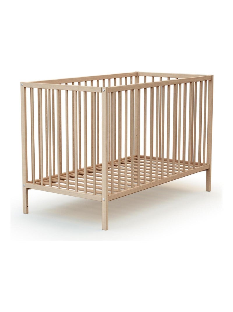 WEBABY - Chambre bébé lit 60x120 et table à langer en bois MILO Marron noisette - Kiabi