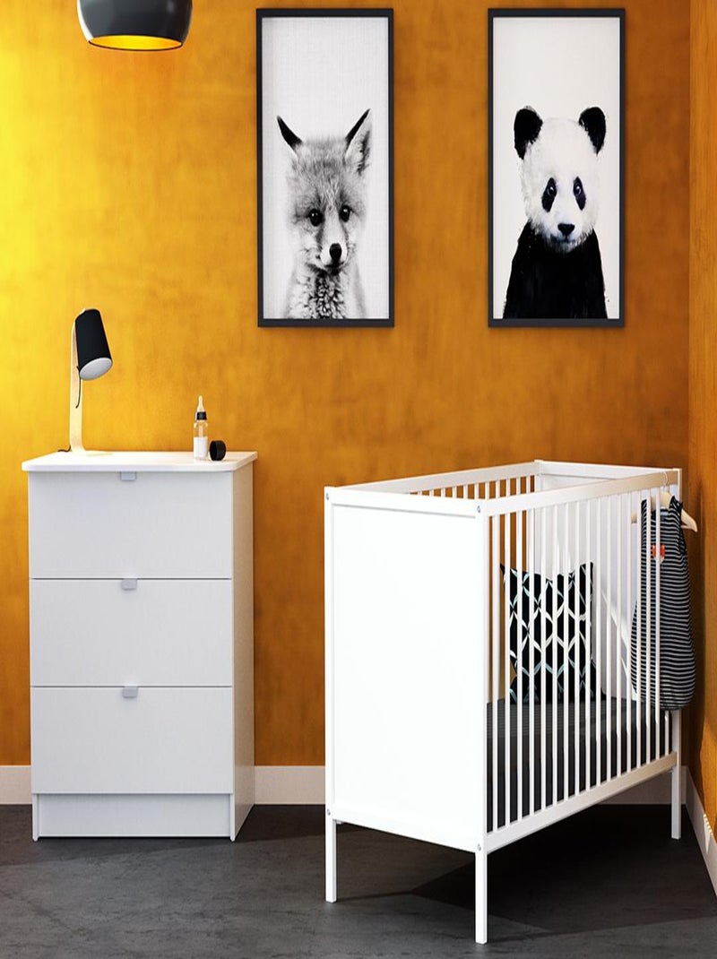 WEBABY - Chambre bébé lit et commode à langer en bois ALBA Blanc - Kiabi