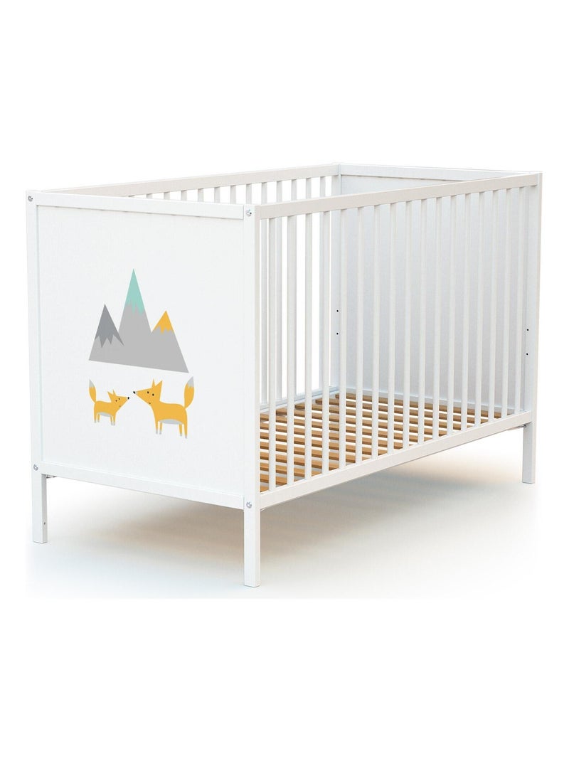 WEBABY - Chambre bébé lit et commode à langer en bois ALBA Blanc Orange - Kiabi