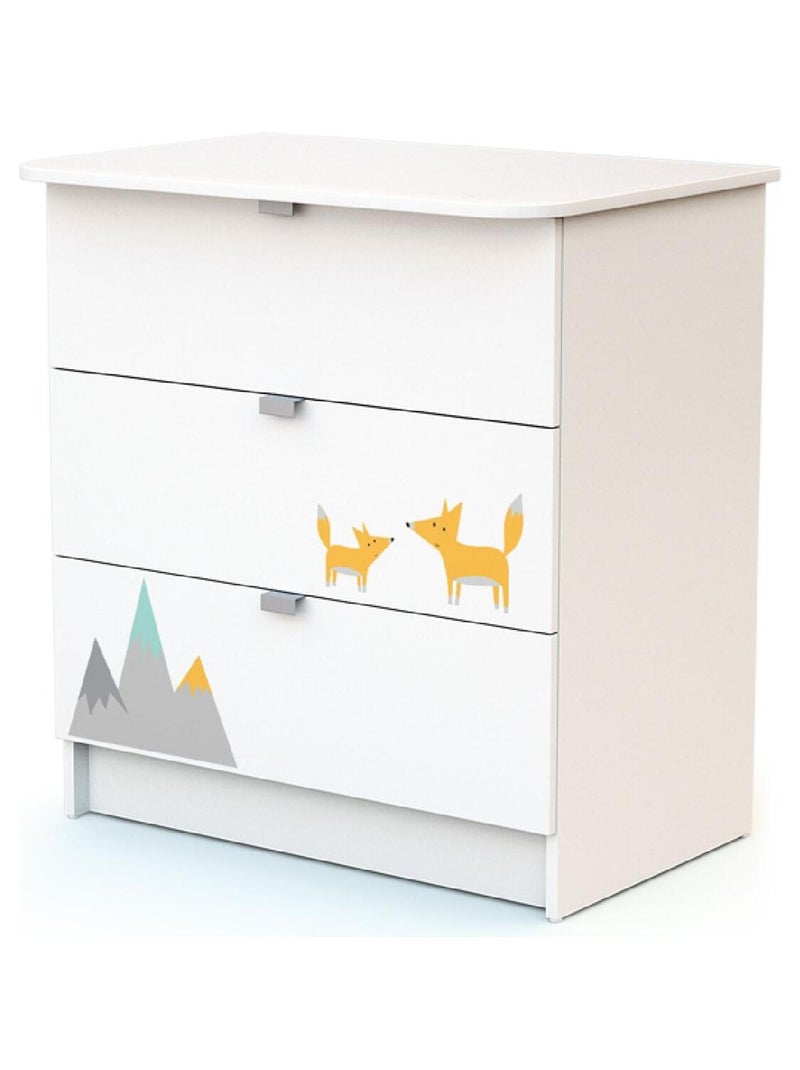WEBABY - Chambre bébé lit et commode à langer en bois ALBA Blanc Orange - Kiabi
