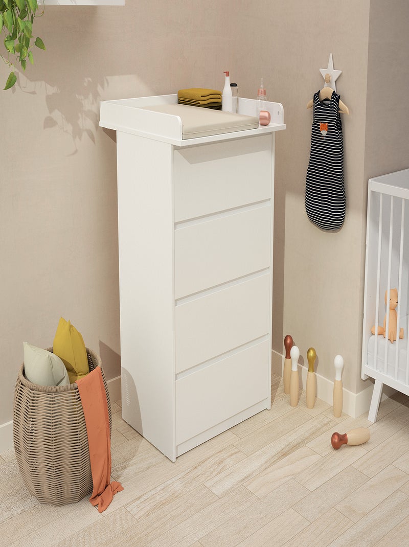 WEBABY - Commode 4 tiroirs avec plan a langer 70 cm Blanc - Kiabi