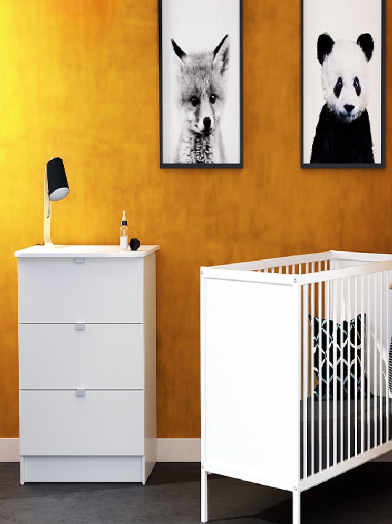 WEBABY - Commode à langer 3 tiroirs en bois ALBA Blanc - Kiabi