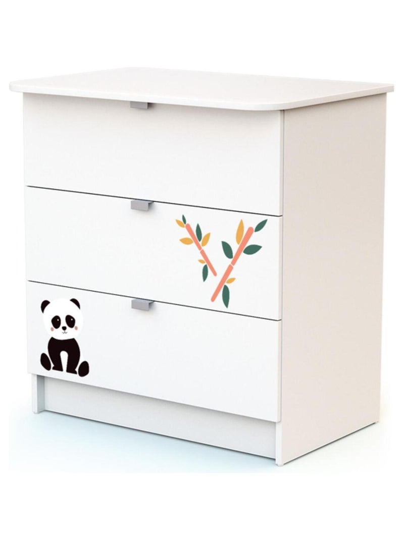 WEBABY - Commode à langer 3 tiroirs en bois ALBA Blanc Noir - Kiabi