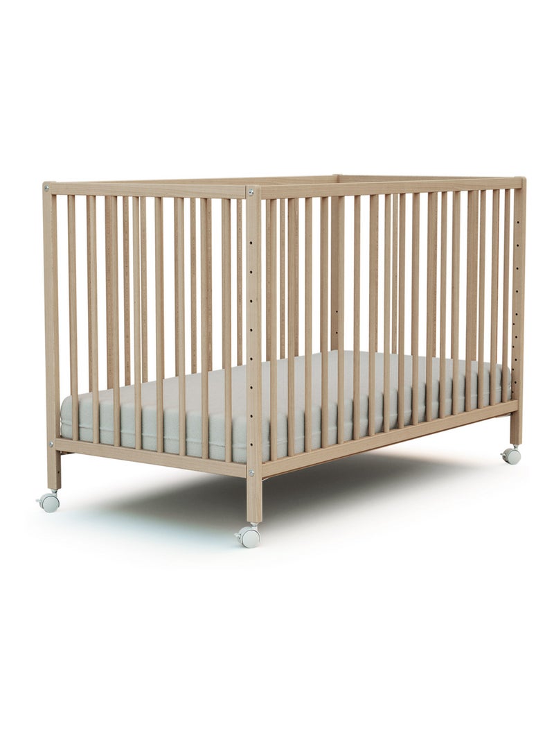 WEBABY - Lit bébé cododo en bois avec roulettes 60 x 120 LIO Marron noisette - Kiabi