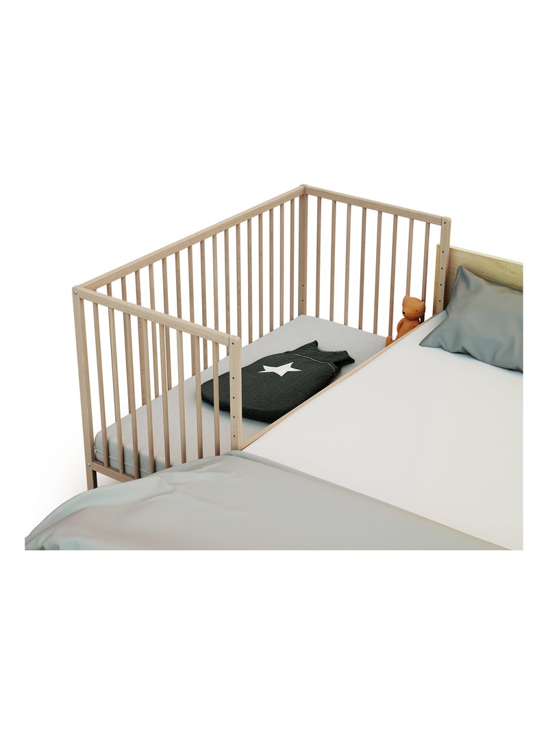 WEBABY - Lit bébé cododo en bois avec roulettes 60 x 120 LIO Marron noisette - Kiabi