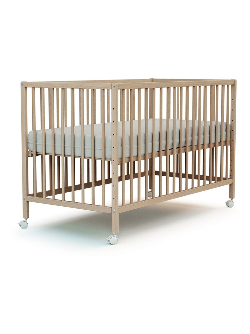 WEBABY - Lit bébé cododo en bois avec roulettes 60 x 120 LIO Marron noisette - Kiabi
