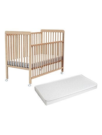 WEBABY - Lit bébé coulissant en bois avec matelas en bois LIVO 60 x 120 cm
