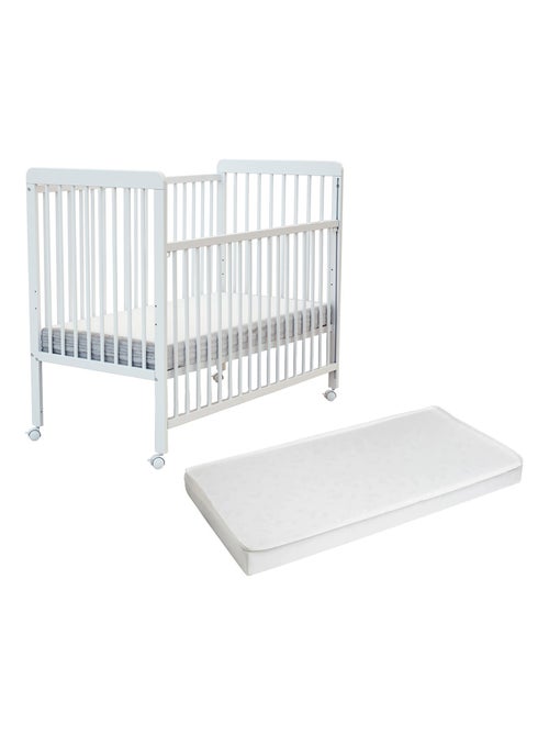WEBABY - Lit bébé coulissant en bois avec matelas en bois LIVO  60 x 120 cm - Kiabi