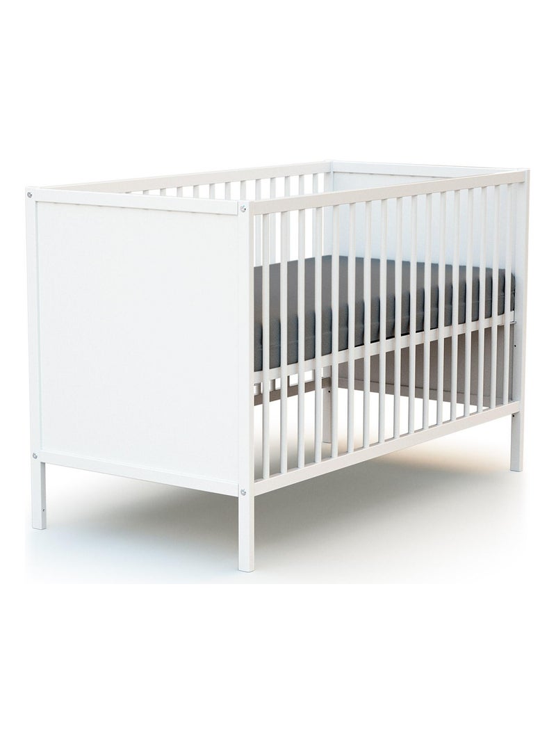 WEBABY - Lit bébé en bois 60 x 120 cm ALBA Blanc - Kiabi