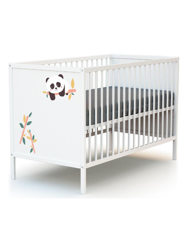 WEBABY - Lit bébé en bois 60 x 120 cm ALBA Blanc Noir - Kiabi