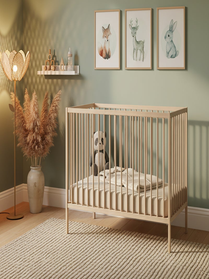 WEBABY - Lit bébé en bois 60x120 ONE Marron noisette - Kiabi