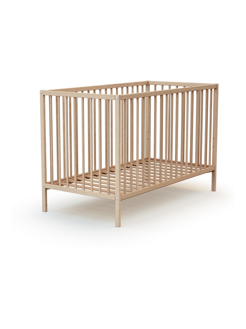 WEBABY - Lit bébé en bois 60x120 ONE Marron noisette - Kiabi
