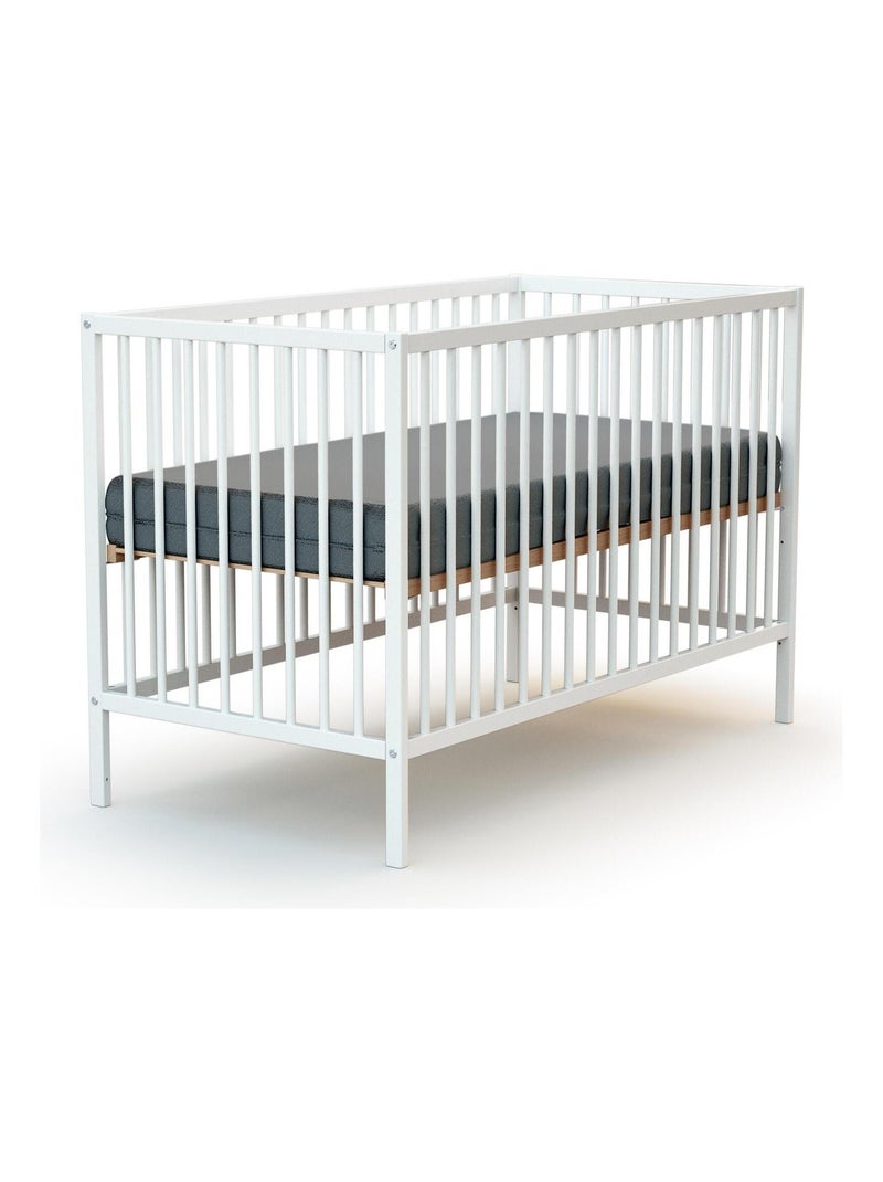WEBABY - Lit bébé en bois avec matelas Blanc - Kiabi