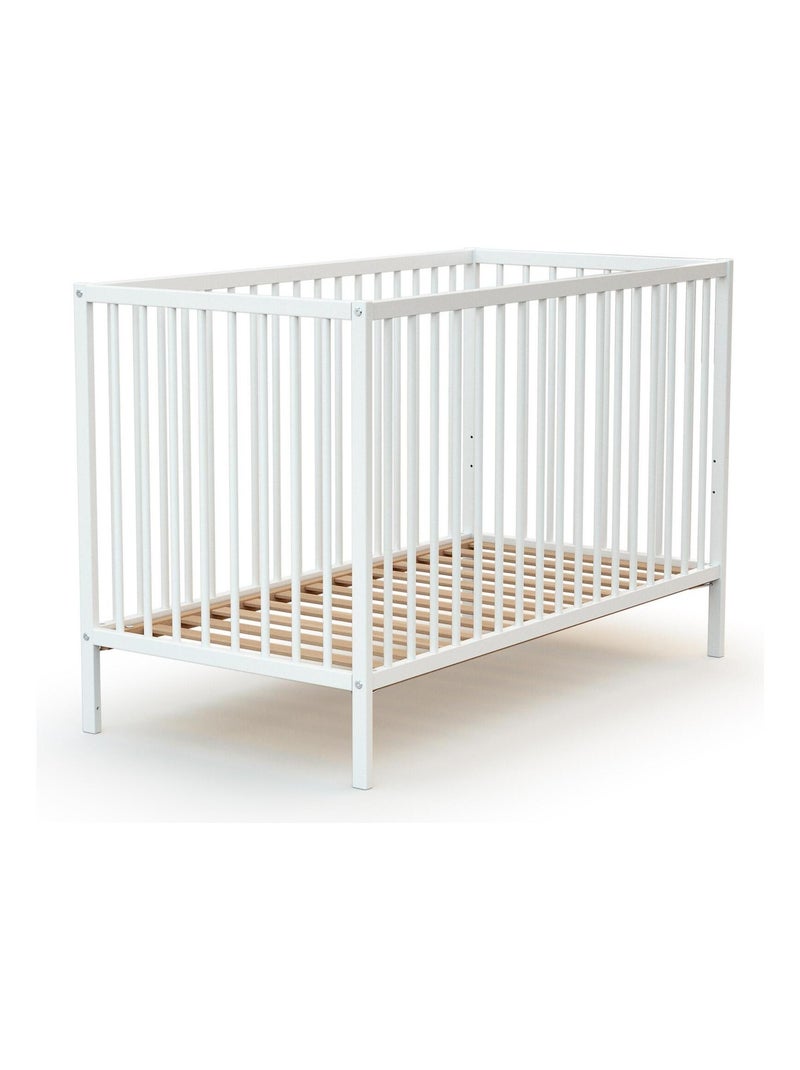 WEBABY - Lit bébé en bois avec matelas Blanc - Kiabi