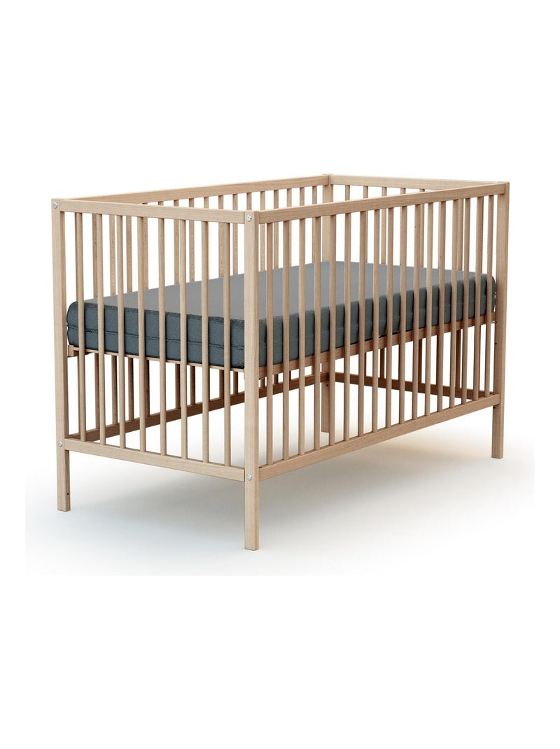 WEBABY - Lit bébé en bois avec matelas Marron noisette - Kiabi