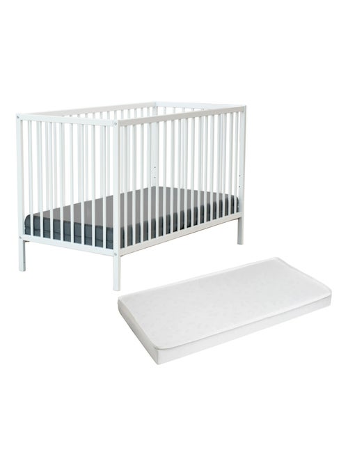 WEBABY - Lit bébé en bois avec matelas ONE 60 x 120 cm - Kiabi WEBABY - Lit bébé en bois avec matelas ONE 60 x 120 cm - Kiabi
