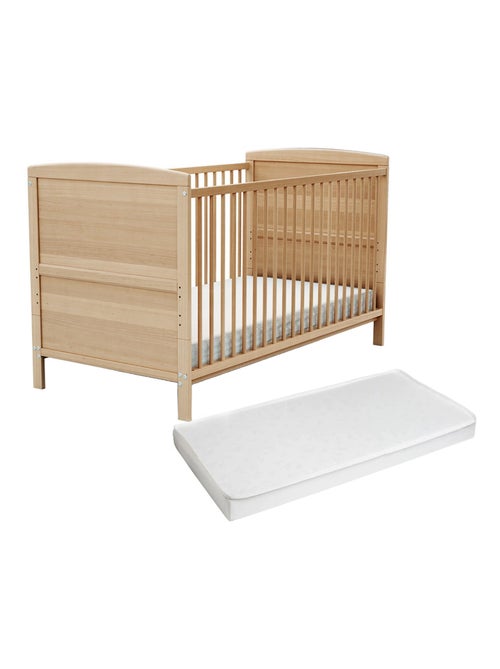 WEBABY - Lit bébé évolutif en bois avec matelas LUNA - Kiabi