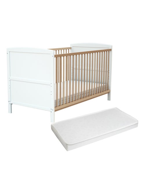 WEBABY - Lit bébé évolutif en bois avec matelas LUNA - Kiabi