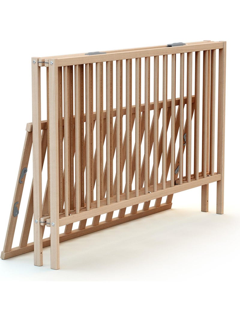 WEBABY - Lit bébé pliant en bois 60 x 120 cm FLEX Marron noisette - Kiabi