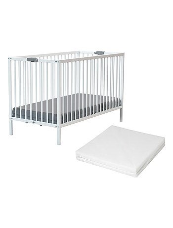WEBABY - Lit bébé pliant en bois avec matelas 60 x 120 cm FLEX