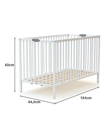 WEBABY - Lit bébé pliant en bois avec matelas 60 x 120 cm FLEX