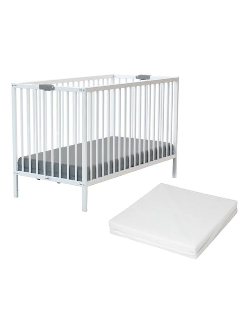 WEBABY - Lit bébé pliant en bois avec matelas 60 x 120 cm FLEX - Kiabi
