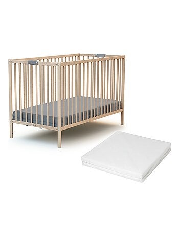WEBABY - Lit bébé pliant en bois avec matelas 60 x 120 cm FLEX