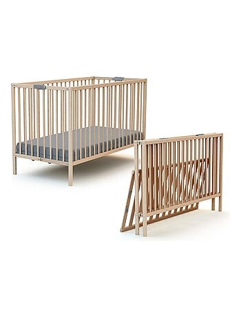 WEBABY - Lit bébé pliant en bois avec matelas 60 x 120 cm FLEX