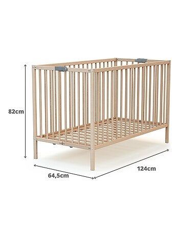 WEBABY - Lit bébé pliant en bois avec matelas 60 x 120 cm FLEX