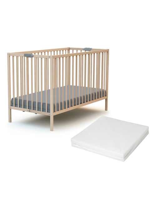 WEBABY - Lit bébé pliant en bois avec matelas 60 x 120 cm FLEX - Kiabi