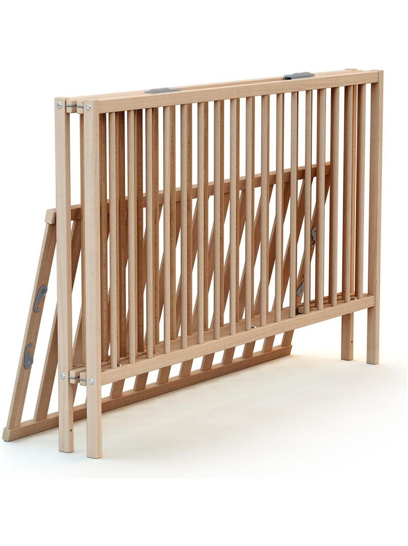 WEBABY - Lit bébé pliant en bois avec matelas 60 x 120 cm FLEX Marron noisette - Kiabi