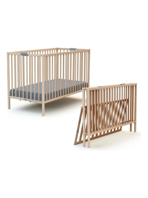 WEBABY - Lit bébé pliant en bois avec matelas 60 x 120 cm FLEX - Kiabi