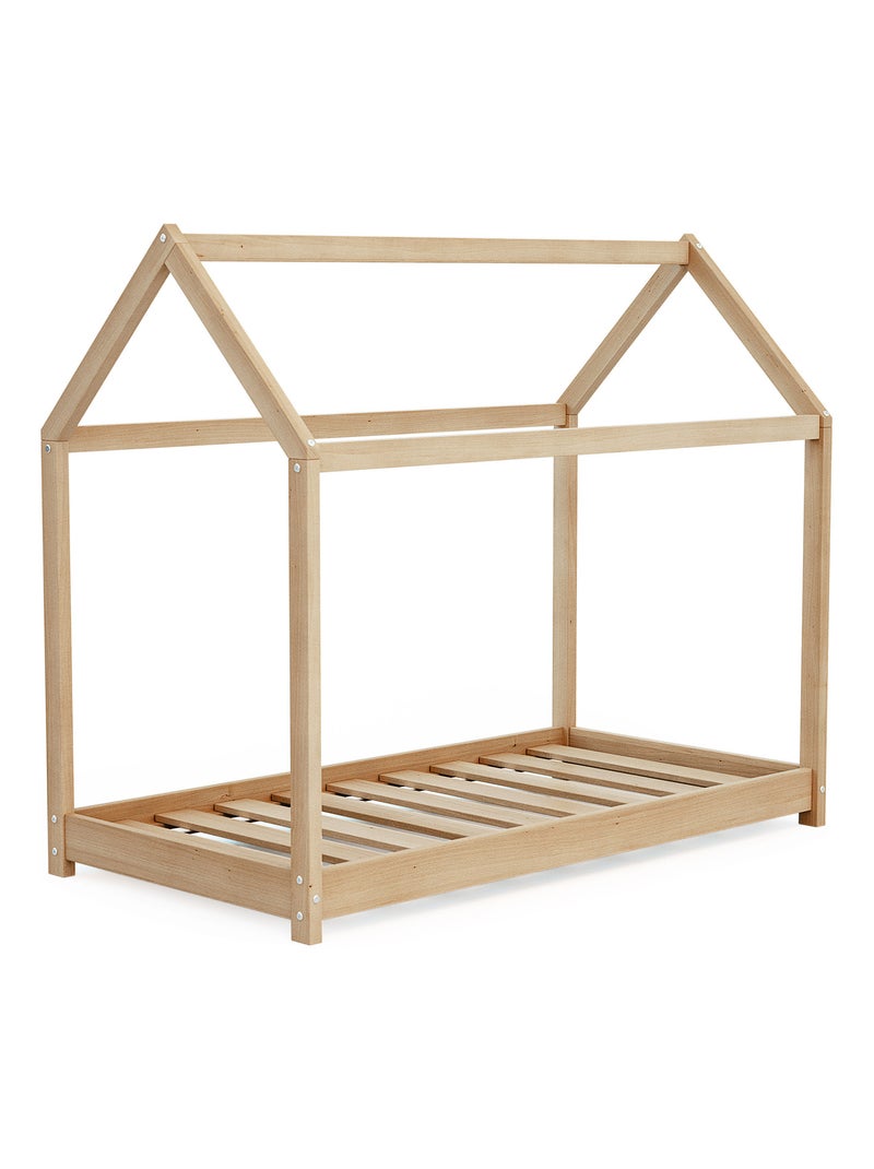 WEBABY - Lit cabane enfant 90 x 190 en bois Marron - Kiabi