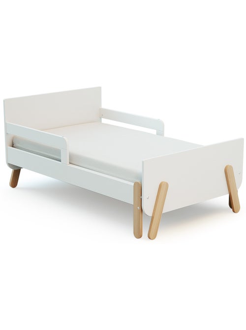 WEBABY - Lit enfant extensible en bois 80x140-165-190 PIRATE avec matelas - Blanc - Kiabi