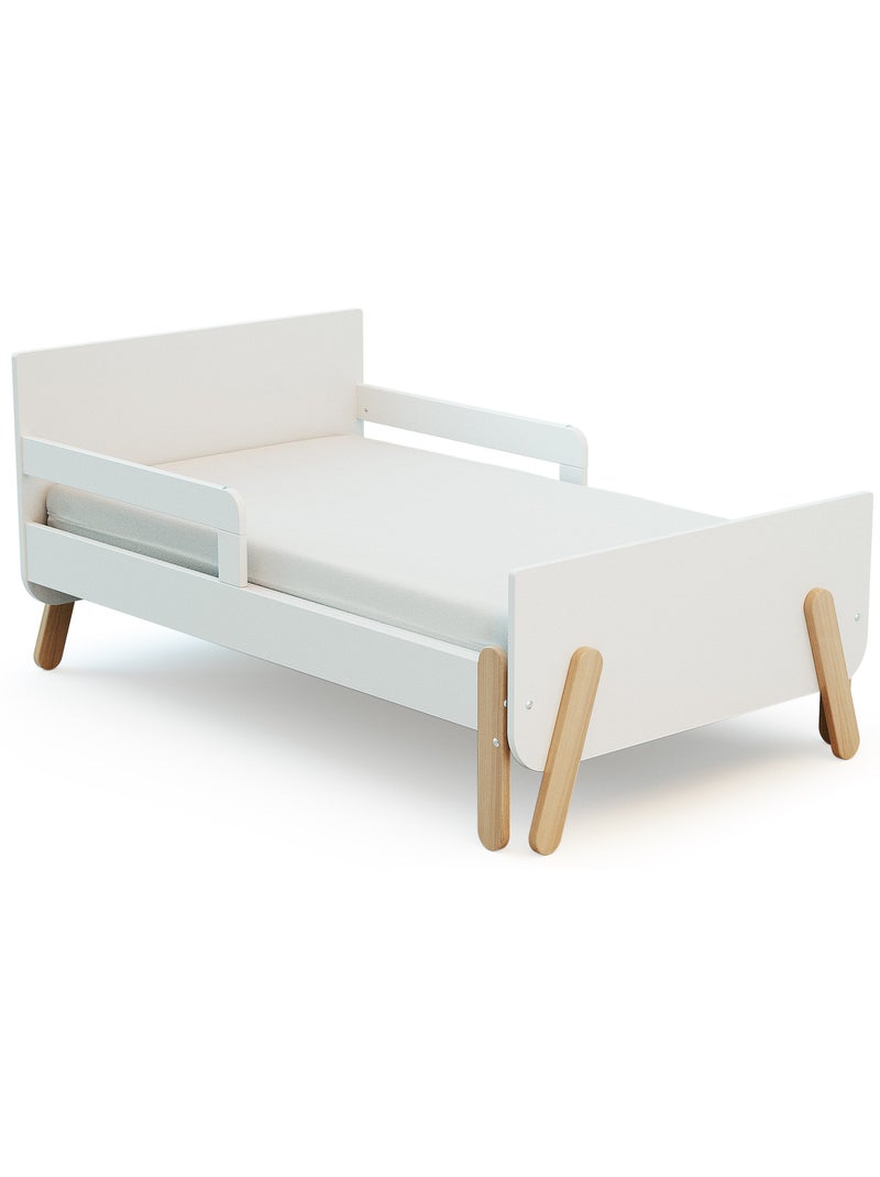 WEBABY - Lit enfant extensible en bois 80x140-165-190 PIRATE avec matelas - Blanc Blanc - Kiabi