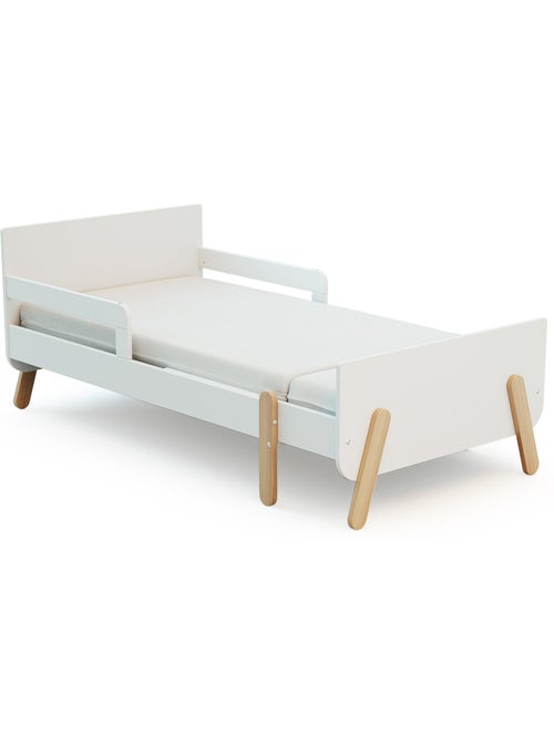WEBABY - Lit enfant extensible en bois 80x140-165-190 PIRATE avec matelas - Blanc - Kiabi