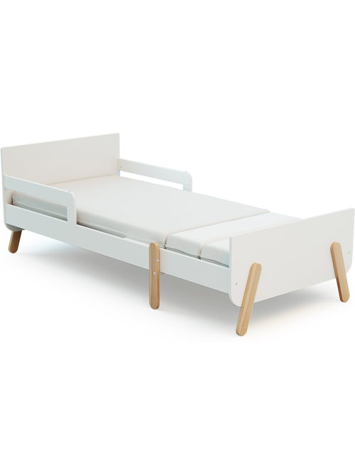 WEBABY - Lit enfant extensible en bois 80x140-165-190 PIRATE avec matelas - Blanc - Kiabi
