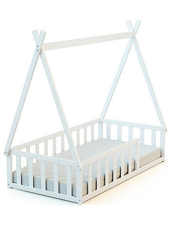 Webaby - lit tipi au sol 70 x 140 en bois kaïa