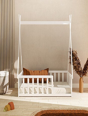 Webaby - lit tipi au sol 70 x 140 en bois kaïa