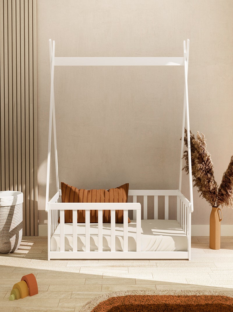 Webaby - lit tipi au sol 70 x 140 en bois kaïa Blanc - Kiabi