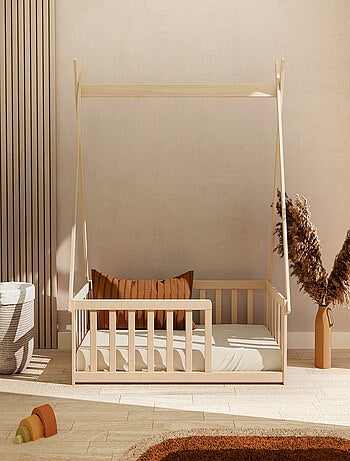 WEBABY - Lit Tipi au sol 70 x 140 en bois KAÏA