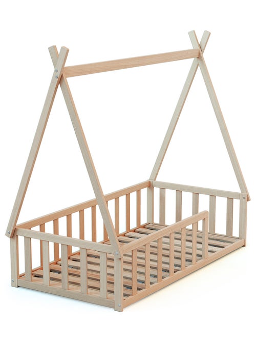 WEBABY - Lit Tipi au sol 70 x 140 en bois KAÏA - Kiabi