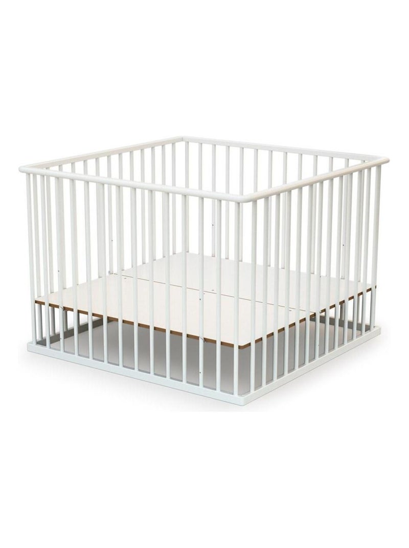WEBABY - Parc bébé en bois  100 x 100 cm CUBO 100x100cm Blanc - Kiabi