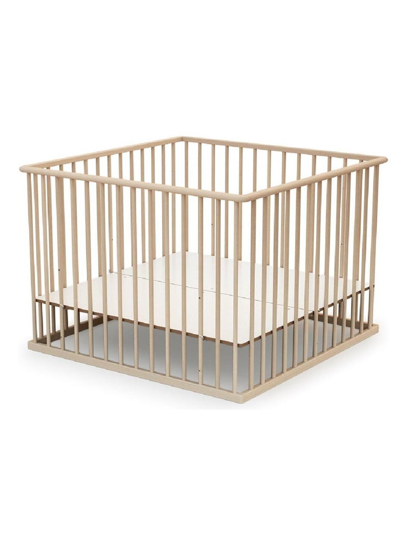 WEBABY - Parc bébé en bois  100 x 100 cm CUBO 100x100cm Marron noisette - Kiabi