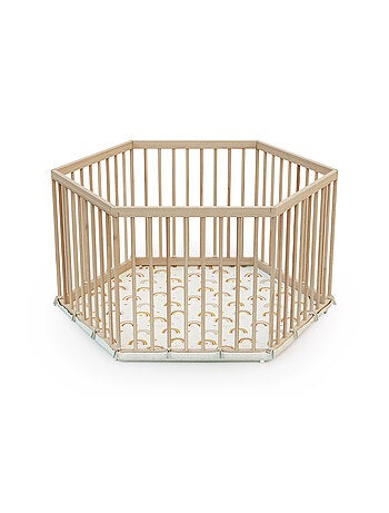 WEBABY - Parc bébé hexagonal en bois ALVEO - 125 x 109 x 65 cm