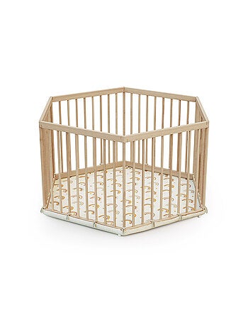 WEBABY - Parc bébé hexagonal en bois ALVEO - 125 x 109 x 65 cm