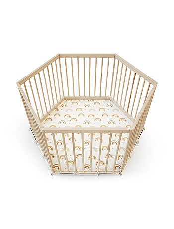 WEBABY - Parc bébé hexagonal en bois ALVEO - 125 x 109 x 65 cm