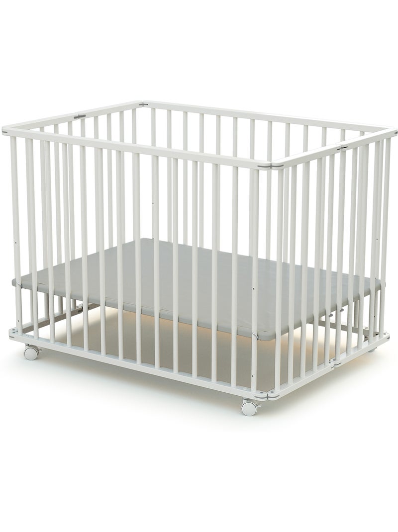 WEBABY - Parc bébé pliant en bois 100 x 100 cm CALI 100x100cm Blanc - Kiabi