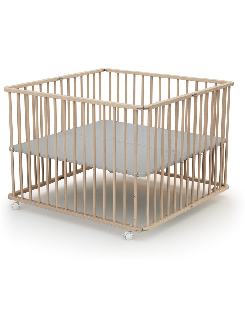 WEBABY - Parc bébé pliant en bois 100 x 100 cm CALI 100x100cm Marron noisette - Kiabi